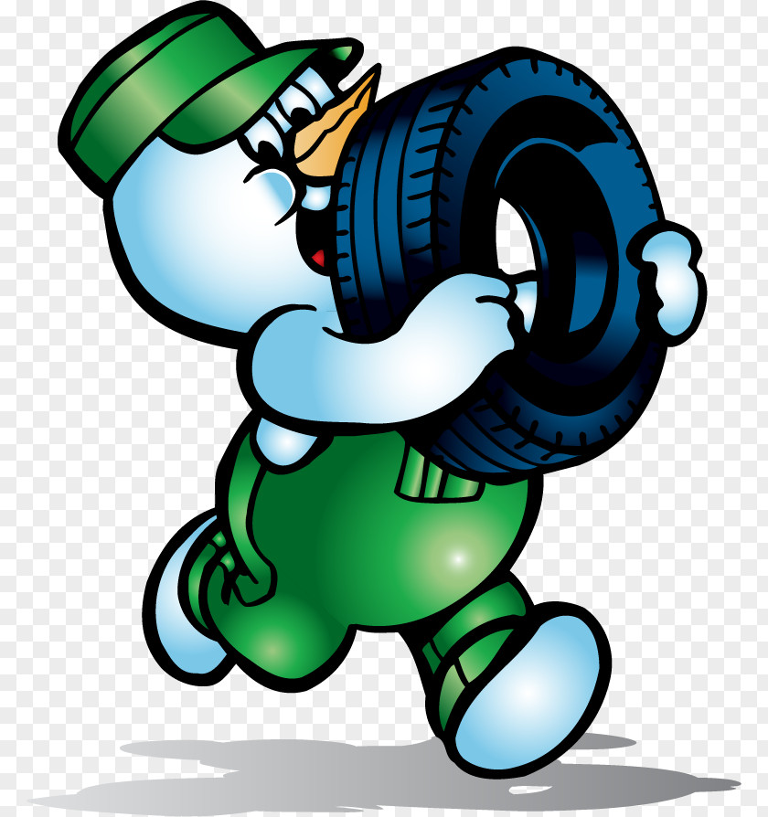 Vector Painted Snowman Holding Tire Almaty Car PNG