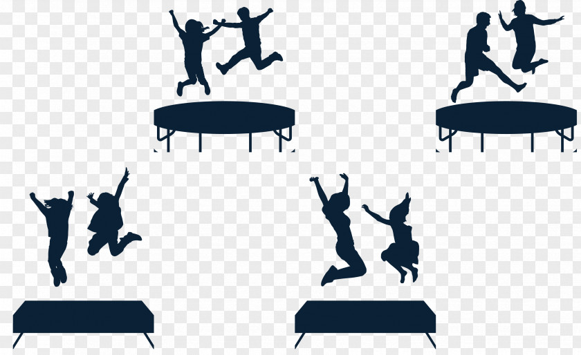 A Young Man Jumping On Trampoline Silhouette PNG