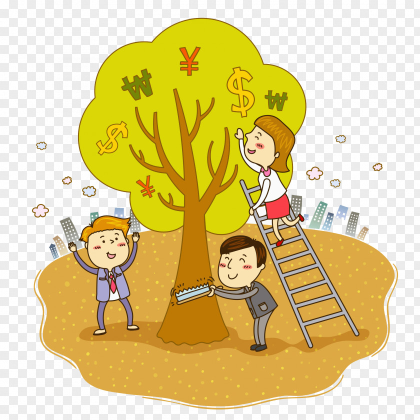 Green Tree Cartoon Illustration PNG