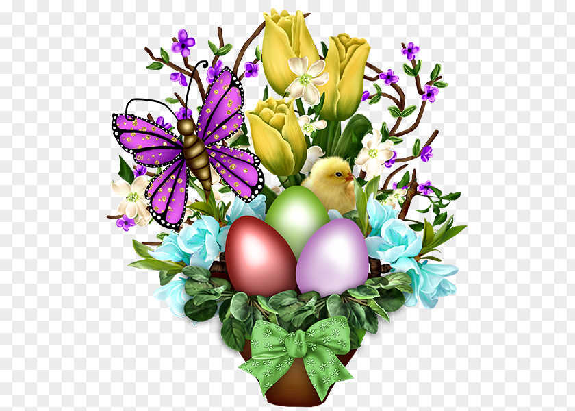 Easter Egg Floral Design Cut Flowers PNG