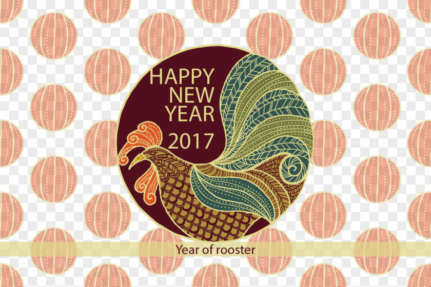 Retro Big Cock New Year Card Rooster Paper Chinese PNG