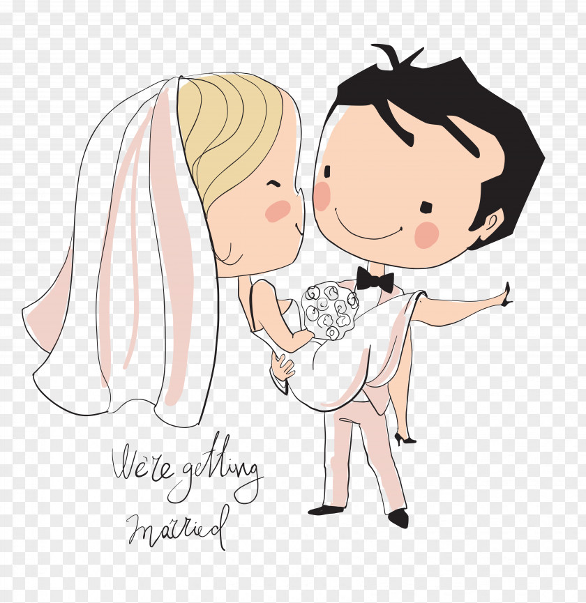 Wedding Cartoon Characters Invitation Bridegroom Illustration PNG