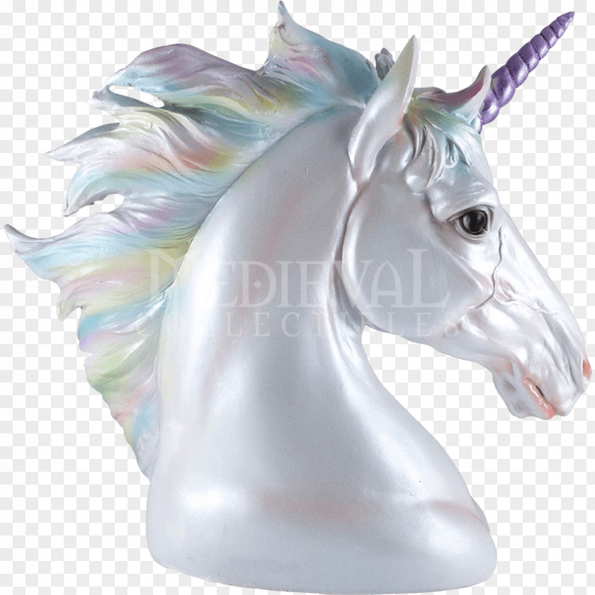 Unicorn Figurine Bust Statue Polyresin PNG