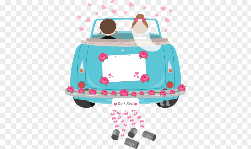 Car Wedding Invitation Marriage Couple PNG