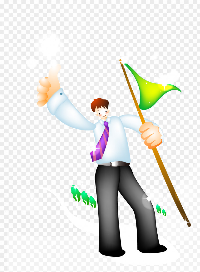 Vector People Raise His Flag Victory Cartoon Euclidean Clip Art PNG