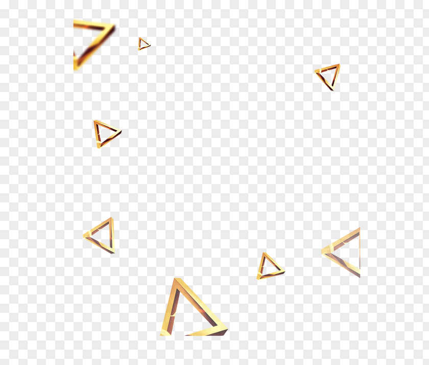 3D Floating Golden Triangle Geometric Shape Geometry PNG