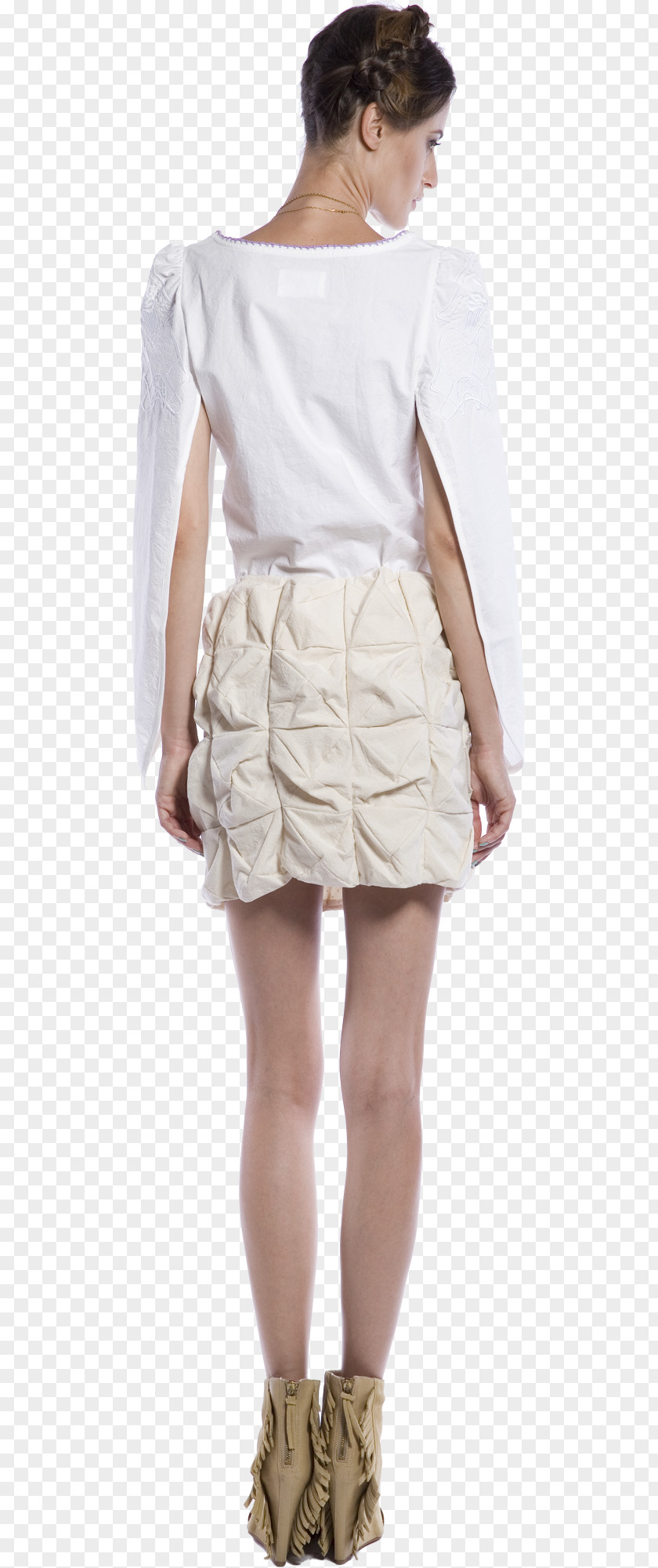 Dimensional Effect 2018 Fashion Shoulder Skirt Costume Beige PNG