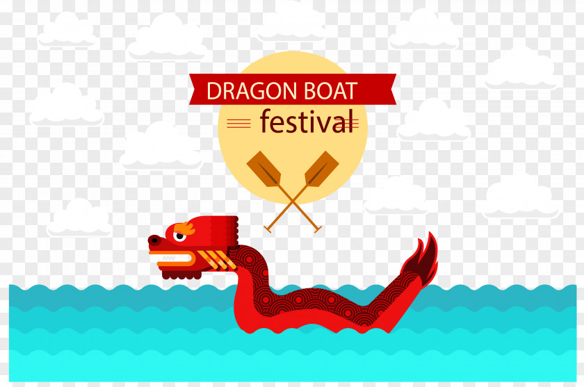 Ancient Wind Pattern Red Dragon Boat Festival Chinese Illustration PNG