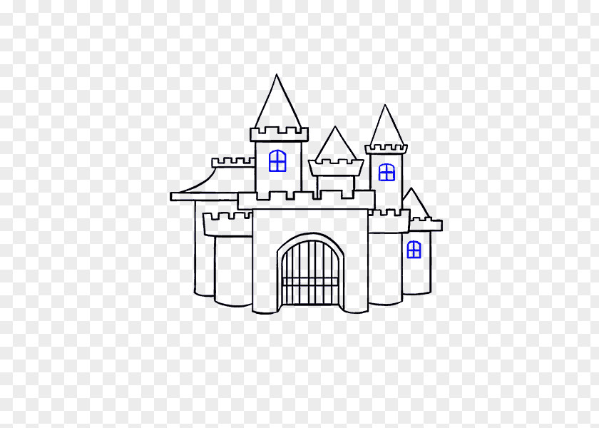 Cartoon Castle Drawing Line Art PNG