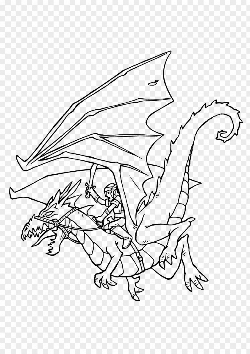 Dragon Line Art Cartoon Sketch PNG