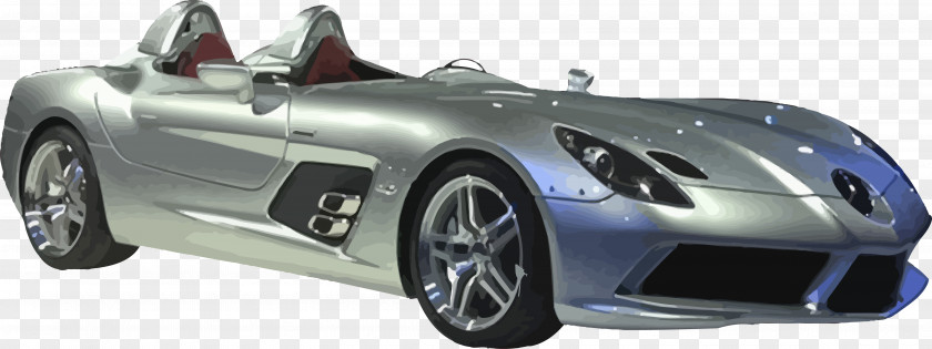 Realistic Style Silver Convertible Roadster Mercedes-Benz SLR McLaren Car SL-Class Luxury Vehicle PNG
