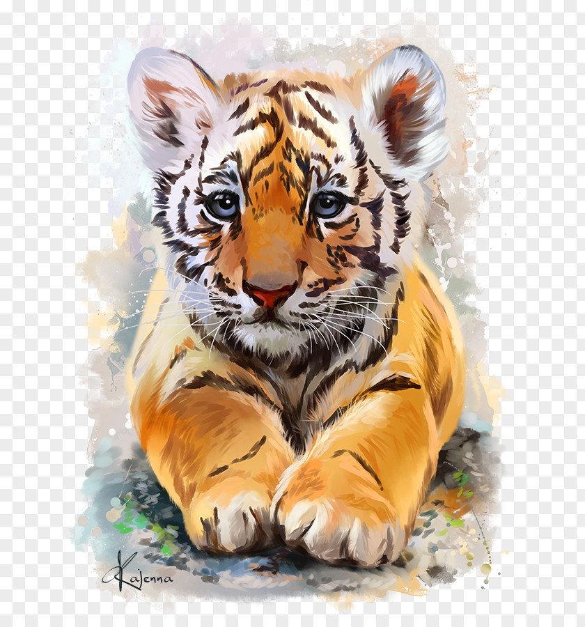 Watercolor Tiger Baby Tigers Painting PNG