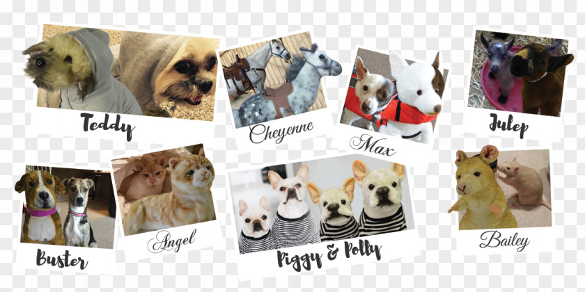 Stuffed Dog Breed Product Collage PNG