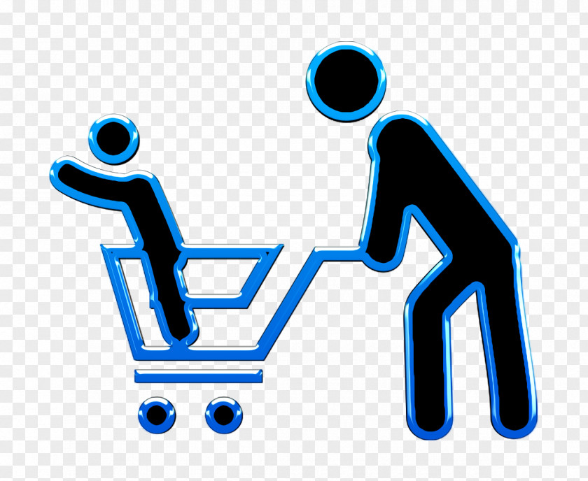 Man With His Son In A Shopping Cart Icon Buy Humans 3 PNG
