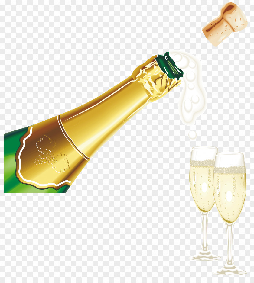 New Year Champagne With Glasses Clipart Picture PNG