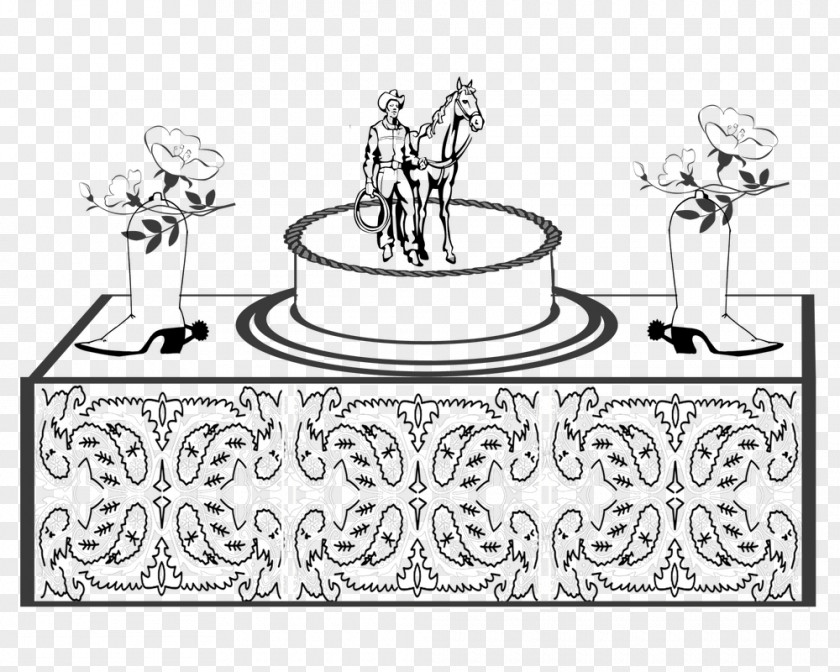 Western-style Wedding Line Art PNG