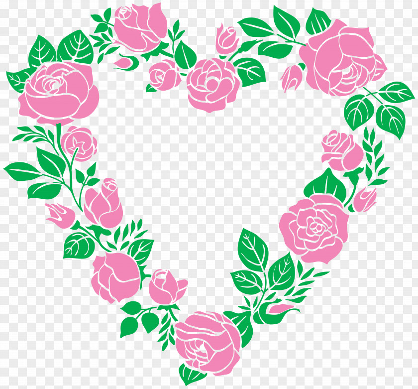 Pink Rose Heart Border Clip Art Image Right Of PNG