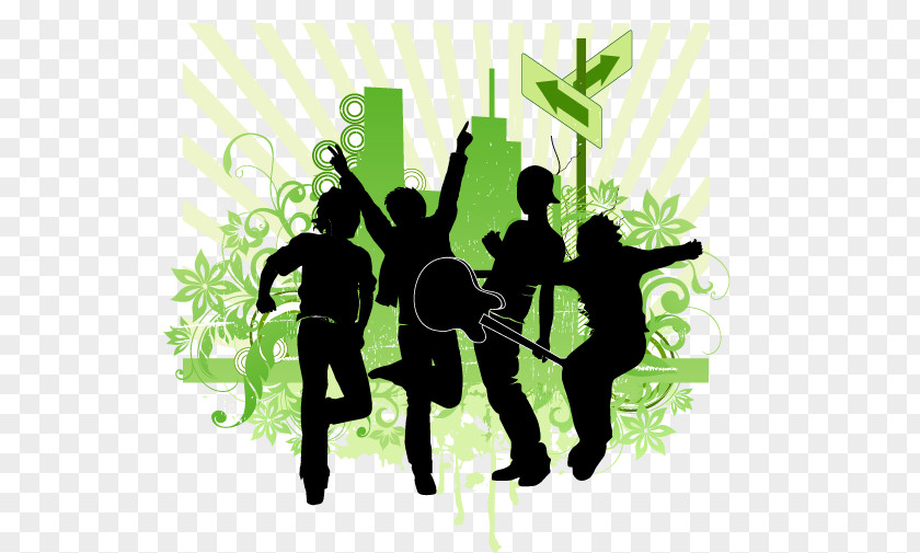 Rock Silhouette Flowers Royalty-free Musical Ensemble Clip Art PNG