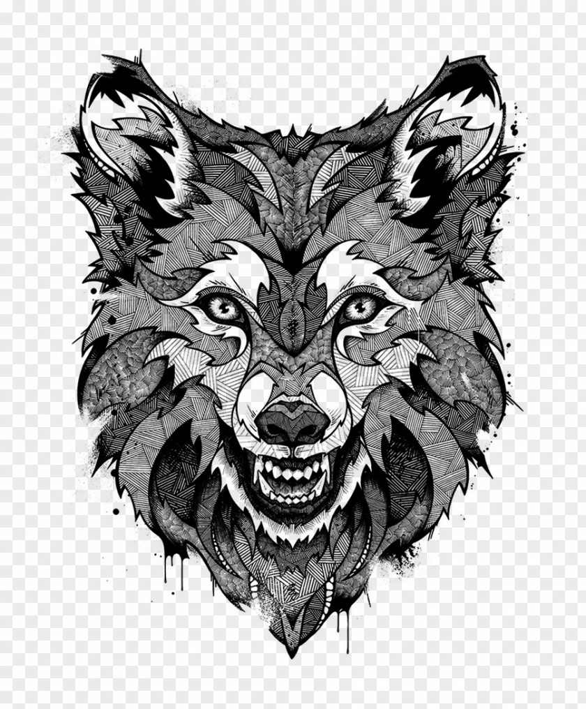 Painted Gray Wolf Drawing Visual Arts Sketch PNG