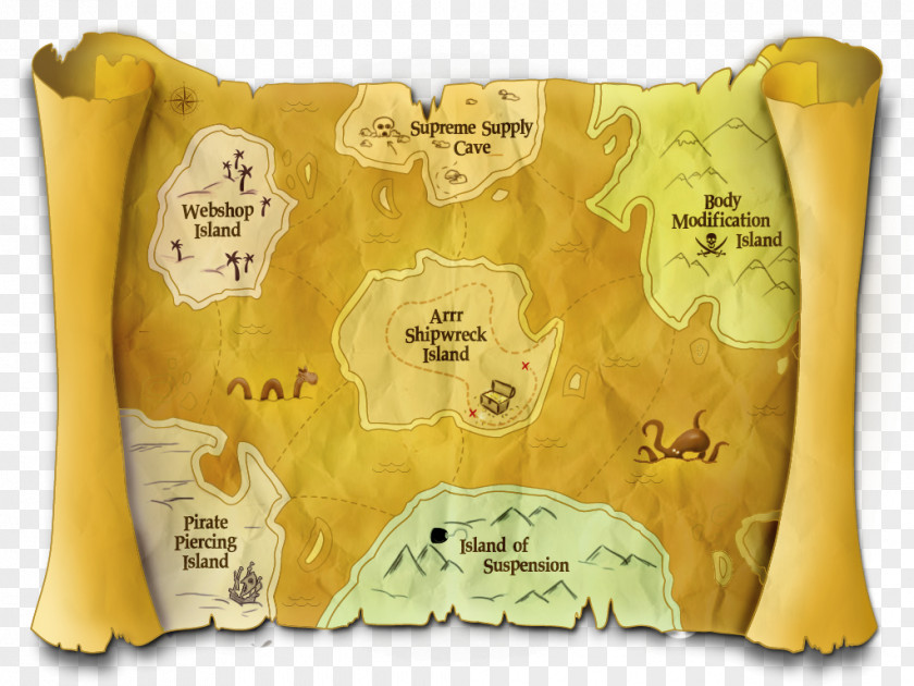 Pirate Throw Pillows Textile Cushion Treasure Map PNG