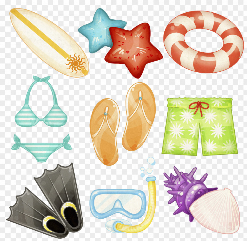 Beach Swimming Supplies Collection Clip Art PNG