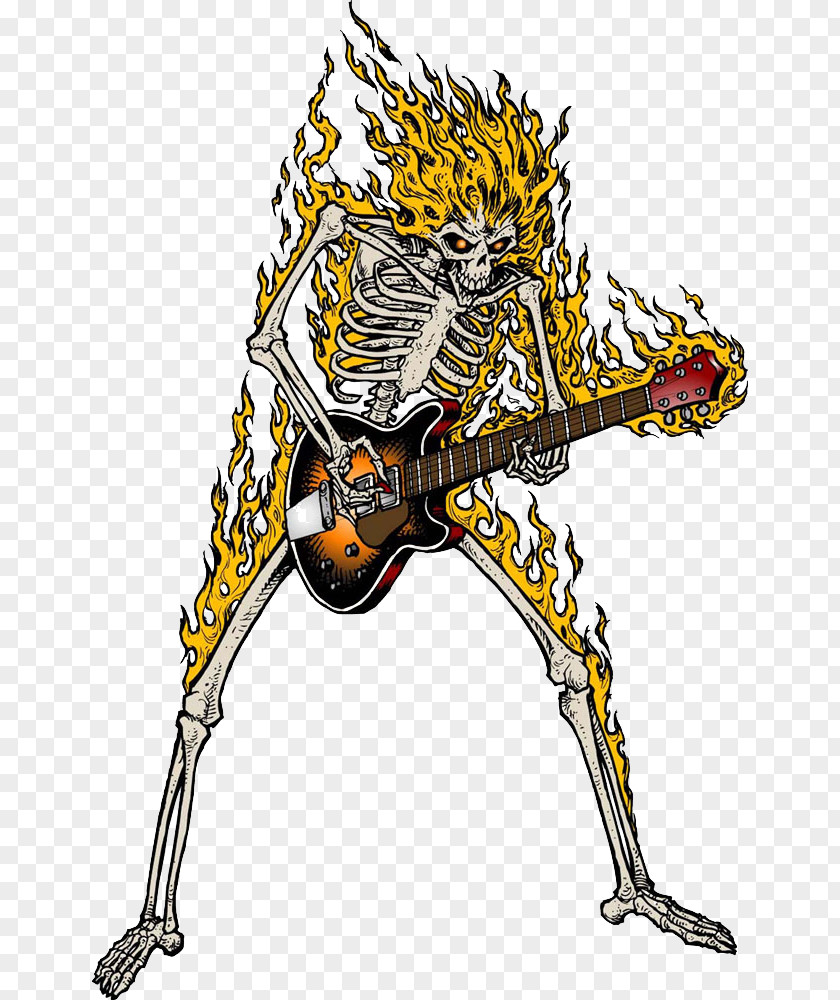 Crazy Skull Guitar Skeleton PNG