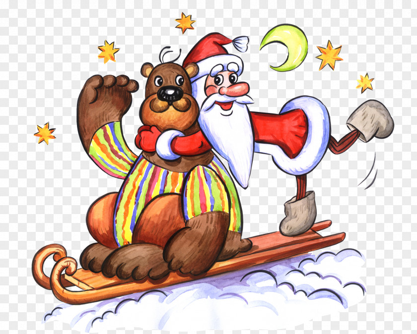 Santa New Year Claus Drawing Christmas Reindeer PNG