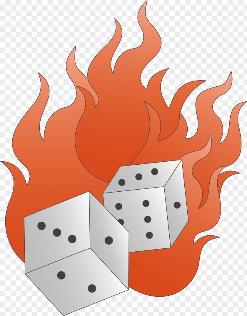 Vector Hand-painted Dice Flame Illustration PNG