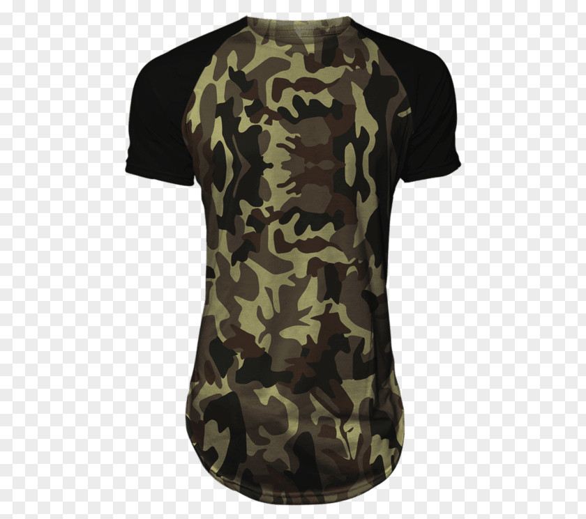 T-shirt Raglan Sleeve Military Camouflage PNG