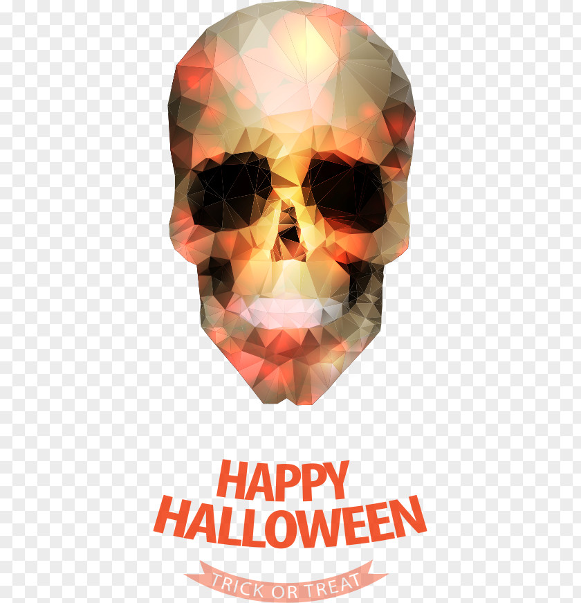 Vector Diamond Skull Halloween Illustration PNG