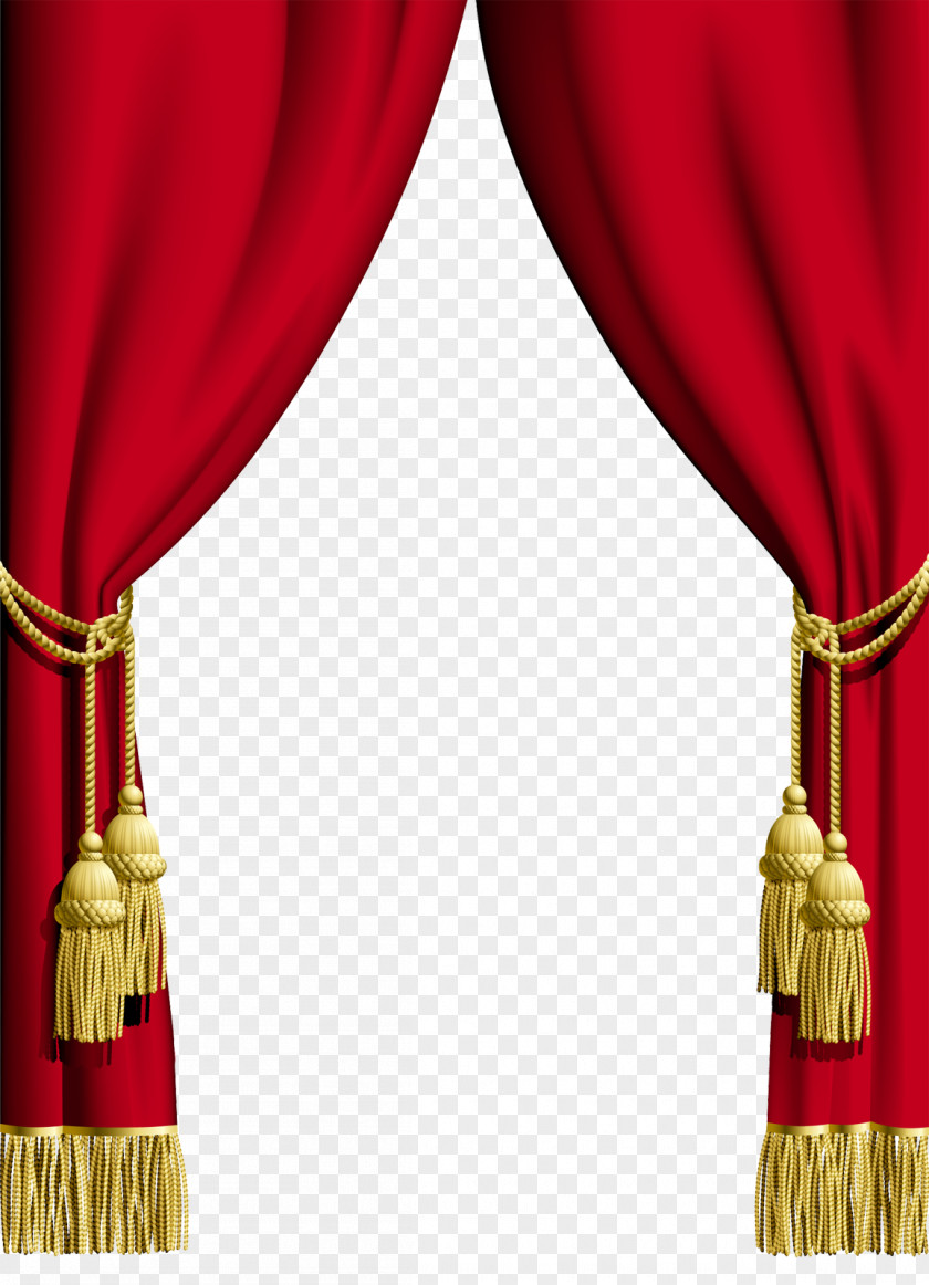 Red Curtains Window Curtain Rod Clip Art PNG