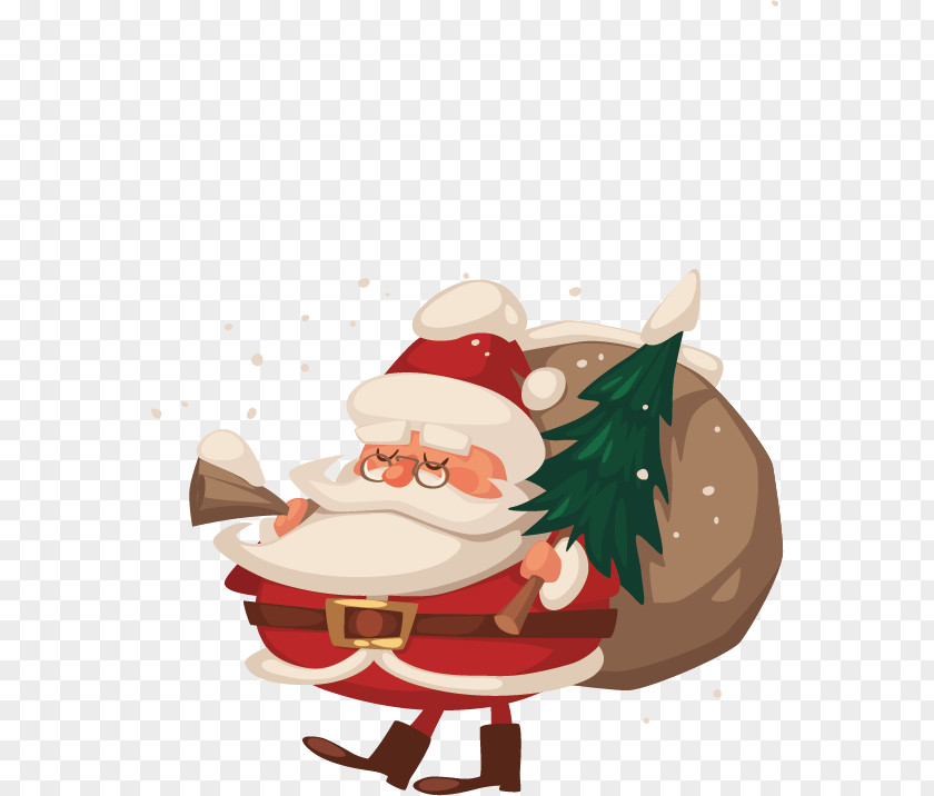 Santa Claus Carrying A Parcel Christmas Card Greeting New Years Day PNG