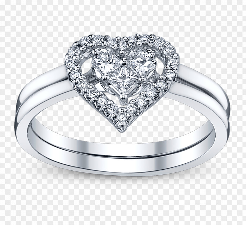 Heart And Bow Diamond Engagement Rings Ring Wedding PNG