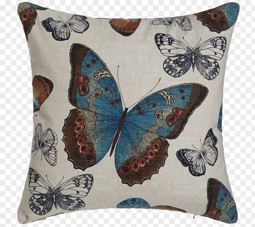 Butterfly Pillow Textile Toile Upholstery Cotton PNG