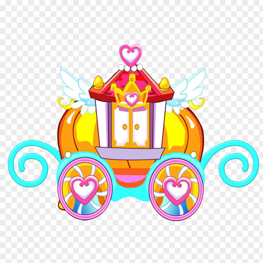 Cartoon Love Pumpkin Carriage Cinderella PNG