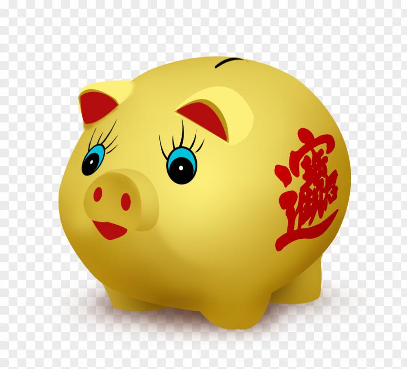 Golden Pig Domestic Piggy Bank Saving PNG