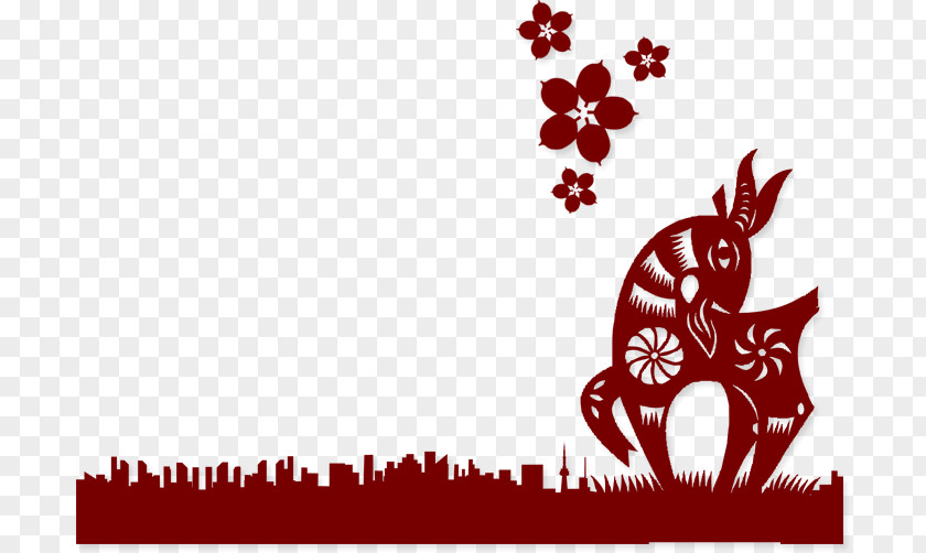 Paper-cut Deer Papercutting Illustration PNG