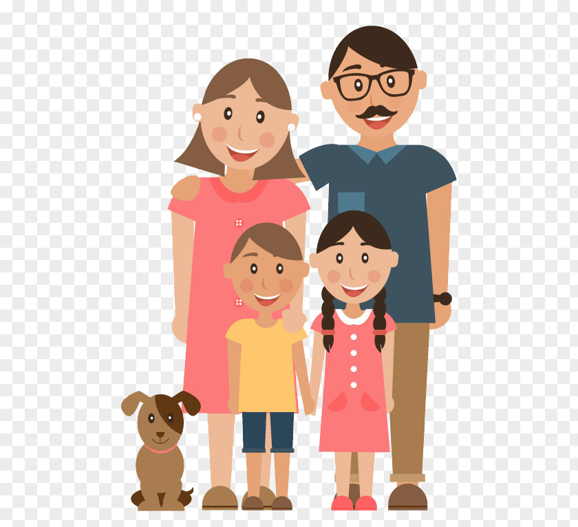 Flat Cartoon Family Child Parent Illustration PNG