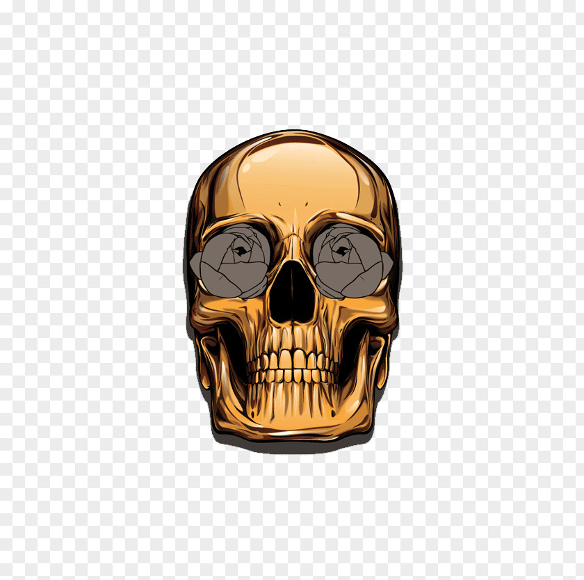 Golden Skull Graphic Design Animation Illustration PNG