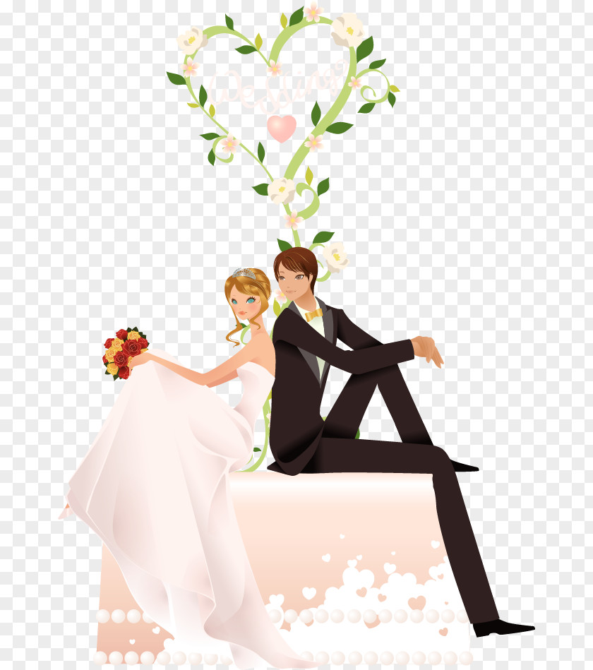 Heart-shaped Branches Bride And Groom Wedding Vector Material Marriage Happiness Wish Love PNG