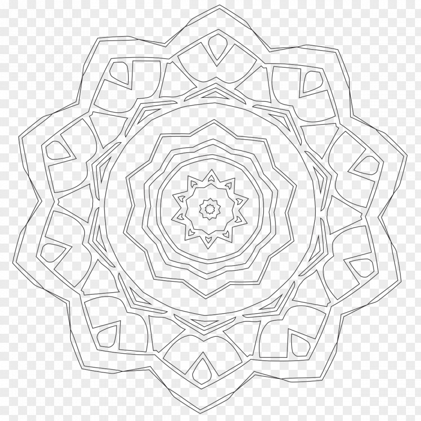 Mandalas Symmetry White Line Art Pattern PNG