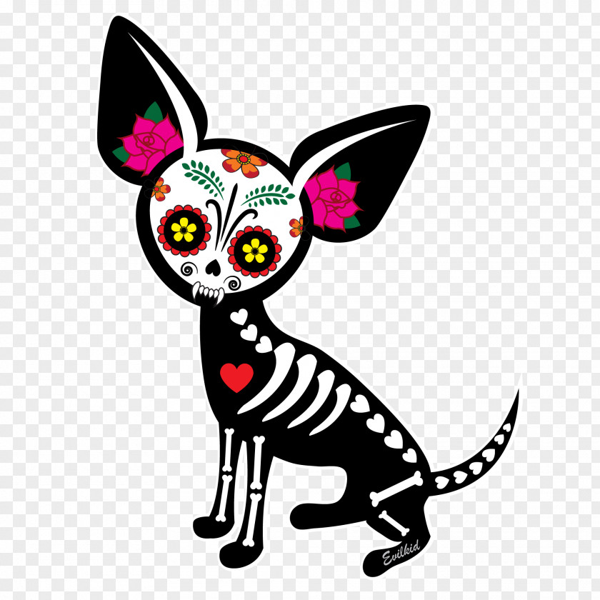 Skull Chihuahua Calavera Day Of The Dead Decal PNG