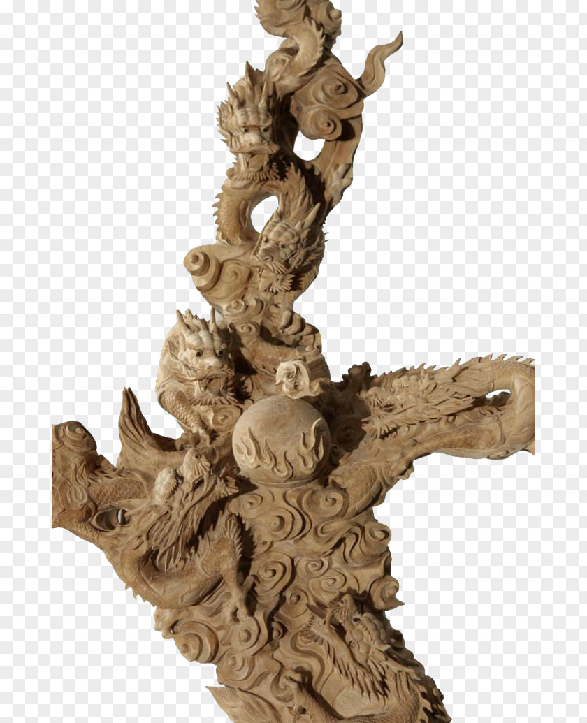 Wooden Dragons Sculpture Chinese Dragon PNG
