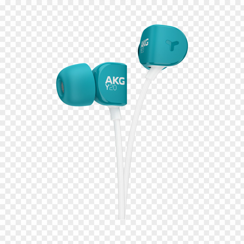 Teal Color Headphones AKG Y20 Microphone In-ear Monitor PNG