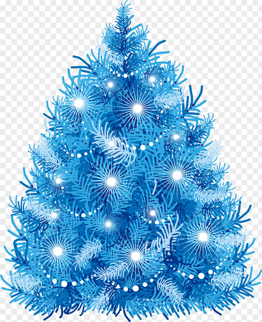 Hand Painted Blue Christmas Tree Gift Euclidean Vector PNG
