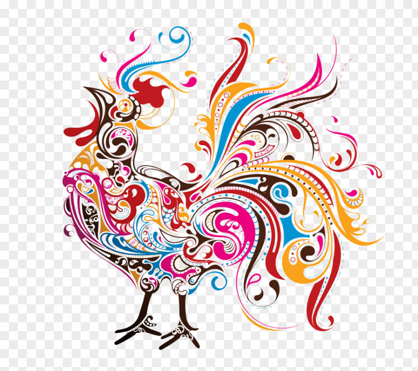 Colorful Big Cock Chicken Windows Metafile Clip Art PNG