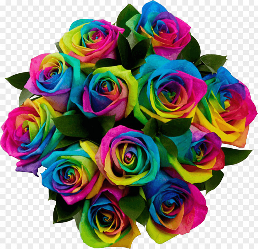 Gray Flowers Rainbow Rose Flower Bouquet Floristry PNG