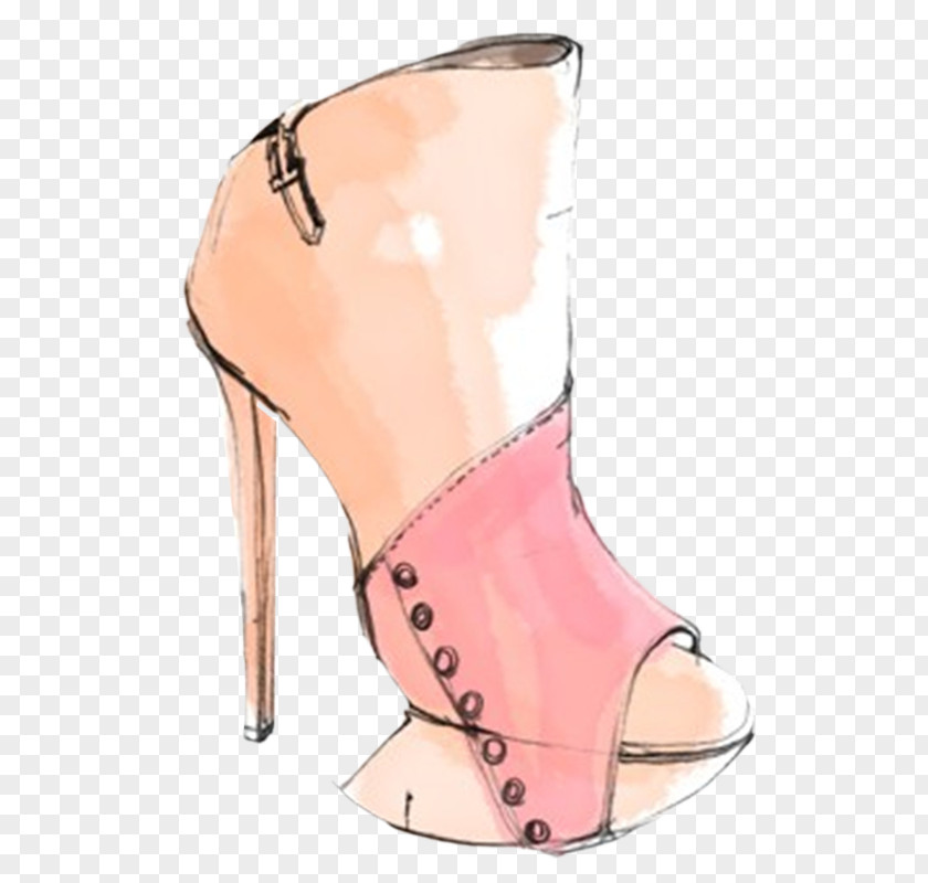 Hand-drawn Illustration Pink High Heels High-heeled Footwear Shoe PNG