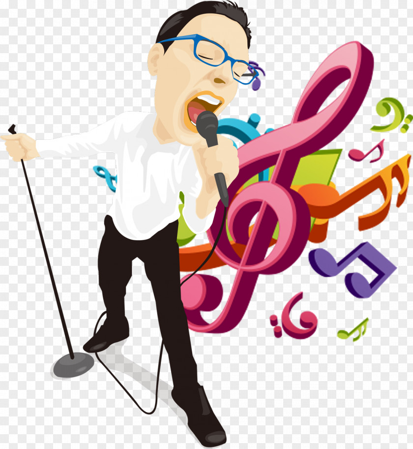 The Man Singing Musical Note Illustration PNG