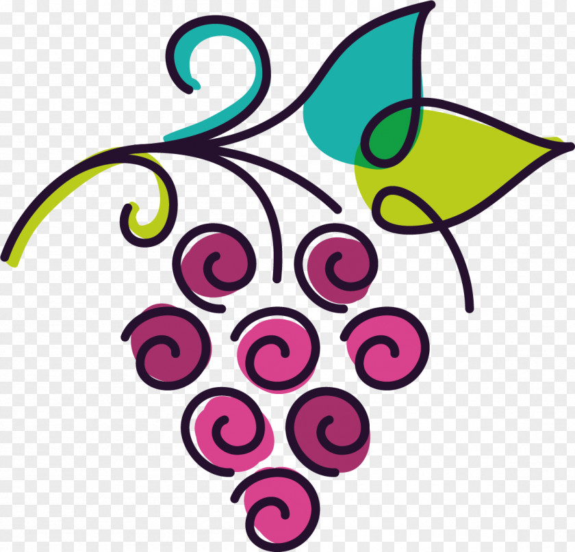 Grapes Hand-painted Decorative Painting Wine Common Grape Vine Illustration PNG